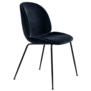 Gubi - Beetle Dining Chair fabric Blue Sapphire velvet, conic base black