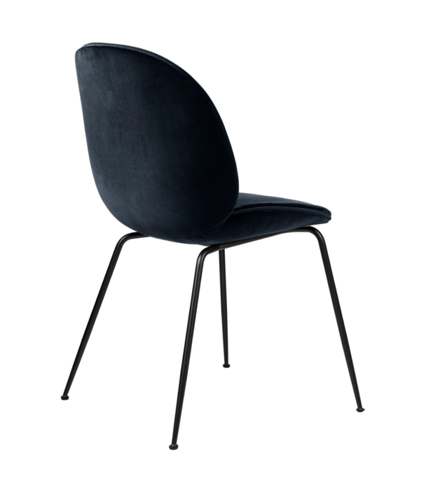 Gubi  Gubi - Beetle chair upholstered Blue Sapphire velvet  - conic black base