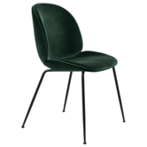 Beetle chair upholstered Emerald green velvet  - conic black base