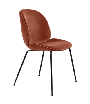 Beetle chair upholstered Rusty red velvet  - conic black base