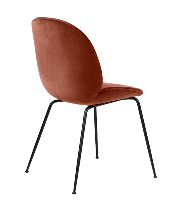 Gubi  Gubi - Beetle chair upholstered Rusty red velvet  - conic black base
