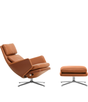 Vitra Grand Relax lounge chair premium leather,  cognac/dark cognac