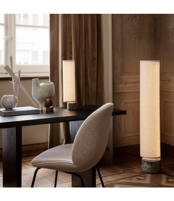 Gubi  Beetle Dining Chair alabaster white, brass conic base - set of 4