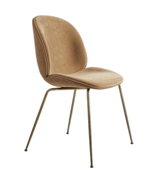 Gubi - Beetle chair upholstered Belsuede 003  - conic base antique brass