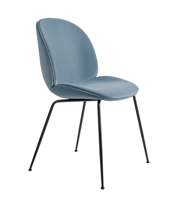 Gubi  Gubi - Beetle chair upholstered Sunday 002 velvet  - conic black base