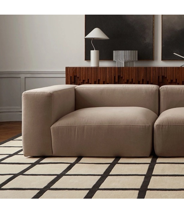 Layered  Layered Avenue Checked Rug, Bone White