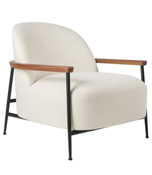 Sejour Lounge Stoel met arm,  Dora boucle 001, walnoot