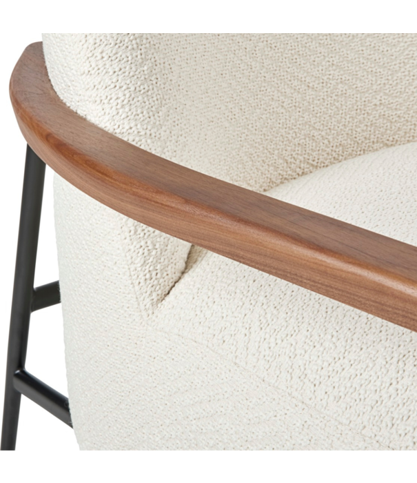 Gubi  Sejour Lounge Stoel met arm,  Dora boucle 001, walnoot