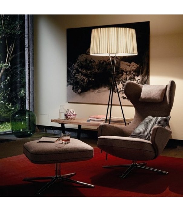 Vitra  Vitra - Grand Repos lounge stoel met ottoman - Premium leer Cashew