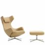 Vitra - Grand Repos lounge chair with ottoman - Premium leather Cashew