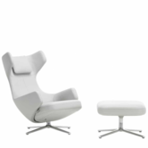 Vitra Grand Repos lounge chair with ottoman, Premium leather Clay