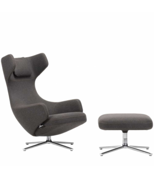 Vitra - Grand Repos lounge chair with ottoman - fabric Cosy Nutmeg