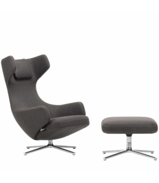 Vitra - Grand Repos lounge stoel met ottoman - stof Cosy Nutmeg