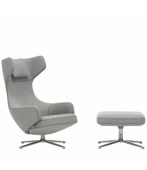 Vitra  Vitra - Grand Repos lounge chair with ottoman - fabric Cosy Pebble-Grey