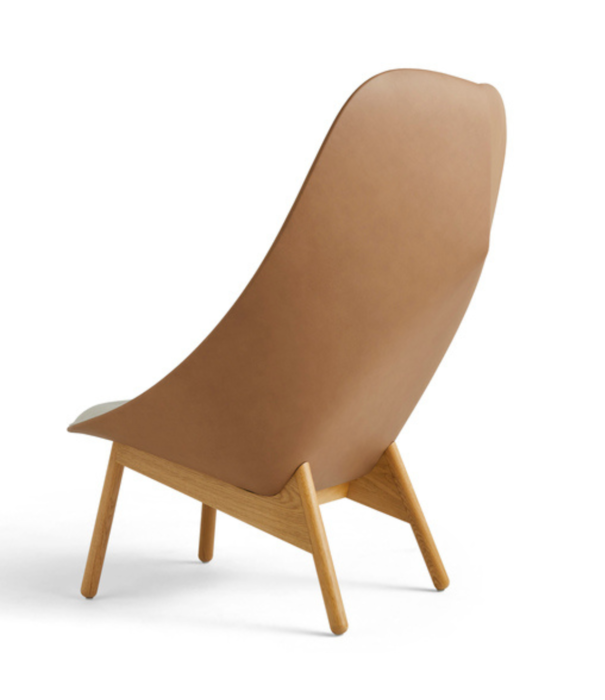 Hay  Uchiwa Campaign - Uchiwa lounge chair front Steelcut trio 205/Sense nougat leather - base oak