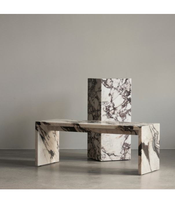 Audo Audo - Plinth Pedestal coffee table Calacatta Viola marble