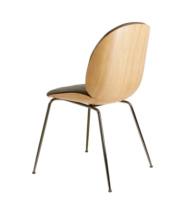 Gubi  Gubi - Beetle chair  seat shell oak front upholstered leather