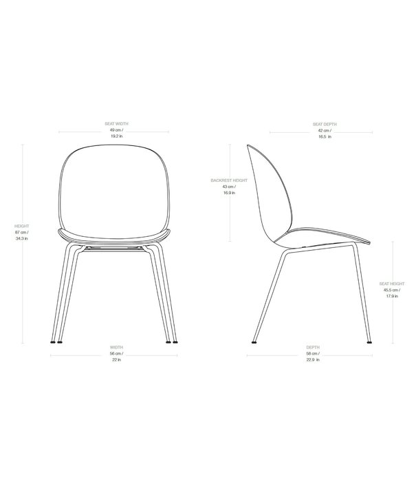 Gubi  Gubi - Beetle chair  seat shell walnut front upholstered leather