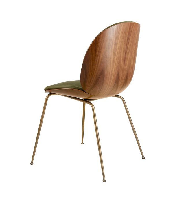 Gubi  Gubi - Beetle chair  seat shell walnut front upholstered leather