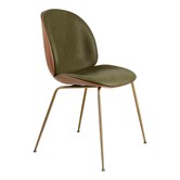 Gubi - Beetle chair  seat shell walnut front upholstered leather