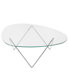 Pedrera Salontafel helder glas, onderstel chroom