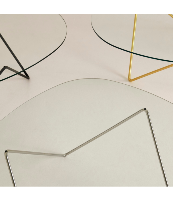 Gubi  Pedrera Salontafel helder glas, onderstel chroom