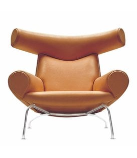 Wegner Ox Chair Lounge Stoel  cognac Primo leer
