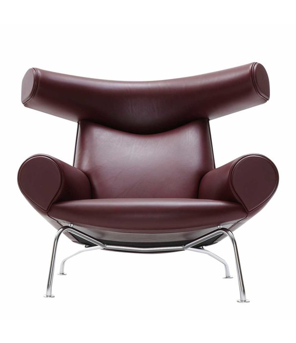 Fredericia  Model 1000, Wegner Ox Chair Lounge Stoel Indian Red leer