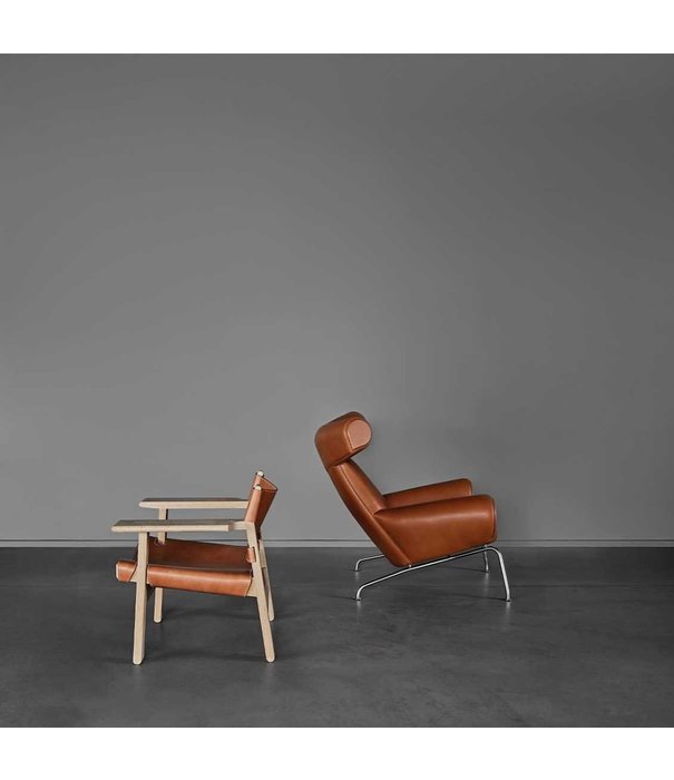 Fredericia  Model 1000, Wegner Ox Chair Lounge Stoel Indian Red leer