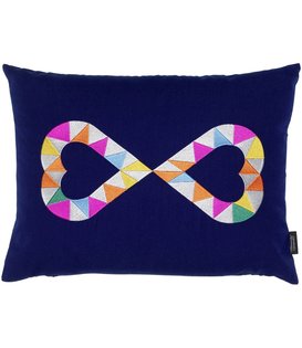 Embroidered Pillows Double Heart 2, blue