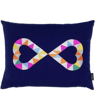 Embroidered Pillows Double Heart 2, blue
