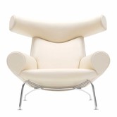 Model 1000, Wegner Ox Chair Lounge Stoel, Nubuck light sand leer