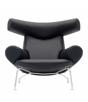 Fredericia - Ox Chair lounge stoel  - zwart leder