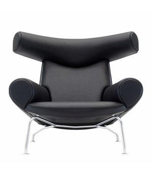 Wegner Ox Chair Lounge Stoel zwart Primo leer