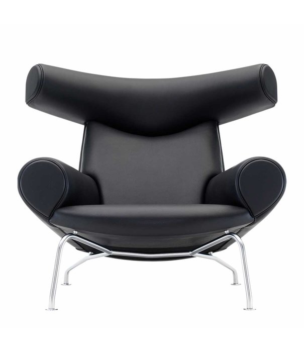 Fredericia  Fredericia - Ox Chair lounge stoel  - zwart leder