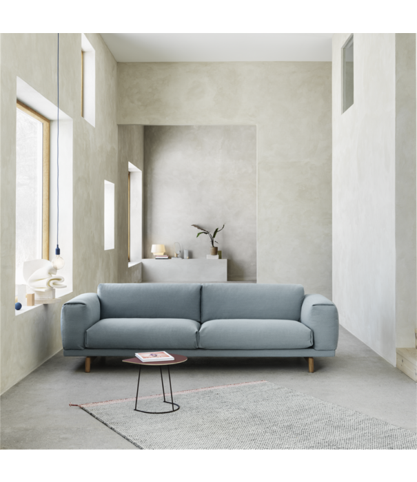 Muuto  Muuto - Rest 3-seater Sofa Wooly 2265 beige - base oak