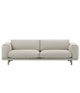 Muuto Rest 3-seater Sofa Wooly 2265 grey, base oak