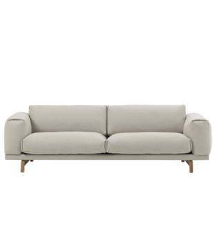 Muuto Rest 3-seater Sofa Wooly 2265 grey, base oak