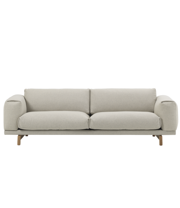Muuto  Muuto Rest 3-zits Bank Wooly 2256 grijs, basis eike