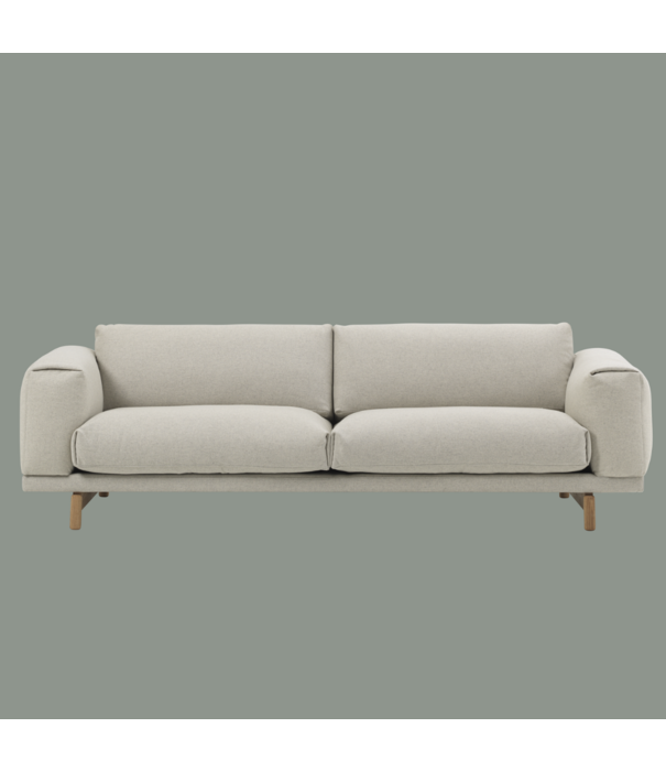 Muuto  Muuto Rest 3-seater Sofa Wooly 2256 grey, base oak
