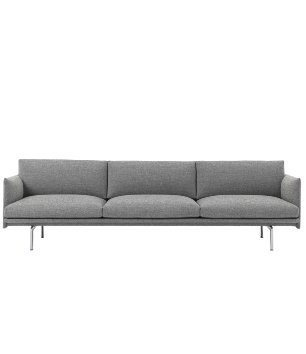 Muuto Outline 3,5-seater Sofa Hallingdal 166, base chrome