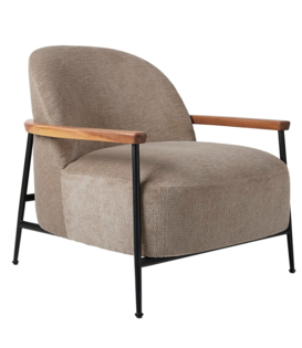 Gubi - Sejour lounge armchair walnut - Mumble 14 taupe