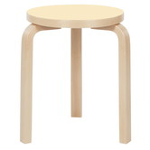 Artek - Stool 60 berken - zitting beige linoleum