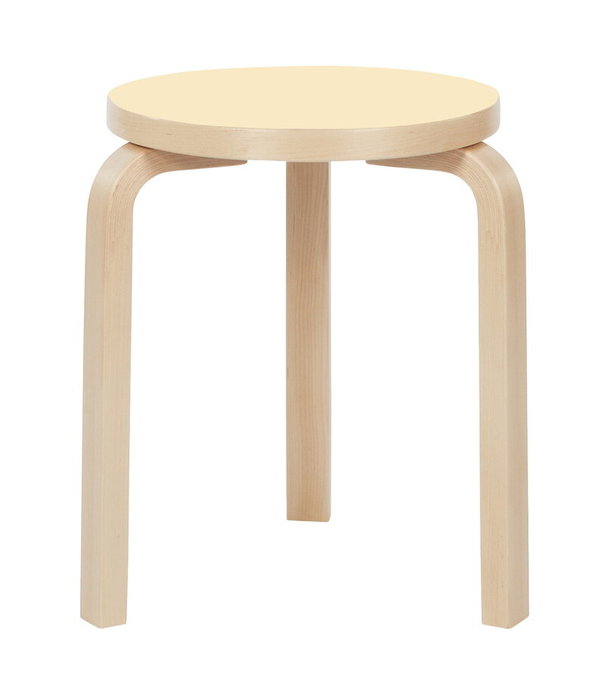 Artek  Artek - Stool 60 birch - seat beige linoleum