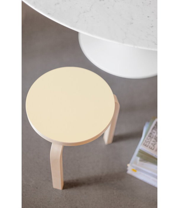 Artek  Artek - Stool 60 birch - seat beige linoleum