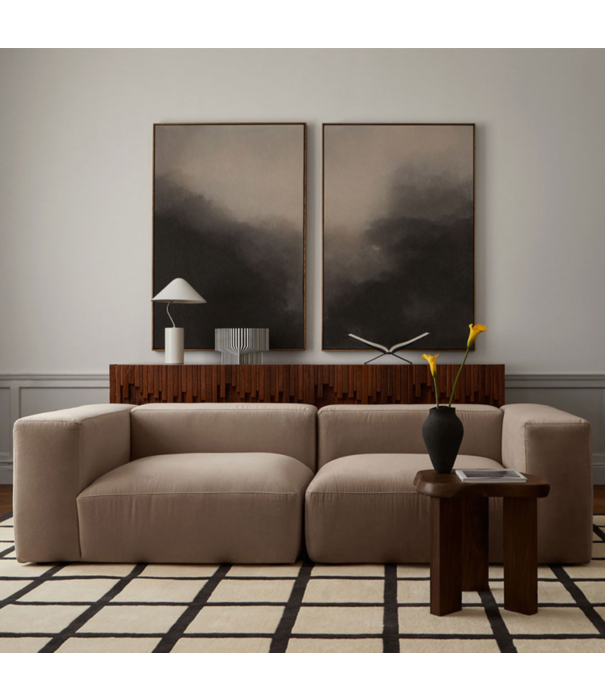 Layered  Layered Avenue Checked Rug, Bone White