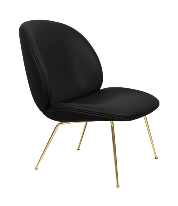 Gubi  Gubi - Beetle lounge chair cognac leather - conic base brass