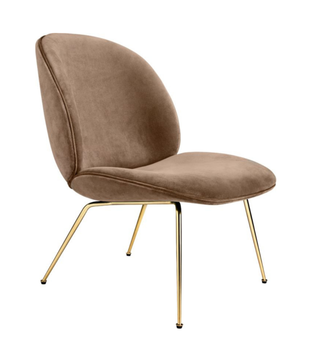 Gubi  Gubi - Beetle lounge chair cognac leather - conic base brass