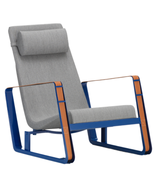 Vitra - Cité lounge chair Prouvé blue Marcoule - Pebble Melange