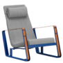 Vitra - Cité lounge stoel Prouvé blue Marcoule - Pebble Melange / cognac leer